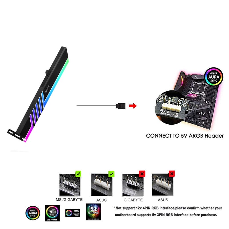 upHere 5V 3-pin Addressable RGB Graphics Card GPU Brace Support Holder,Support Video Card Sag Holder/Holster Bracket-GL28ARGB - Image 5